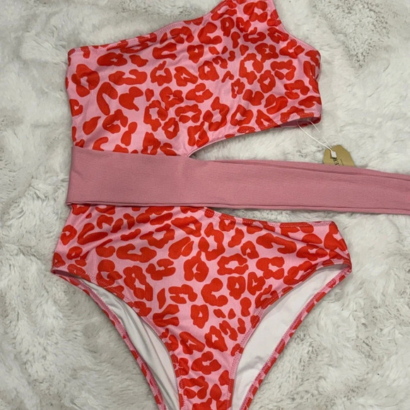 Hilinker Women's One Shoulder Knot Cut Out Ribbed One Piece Swimsuit L - Picture 6 of 10